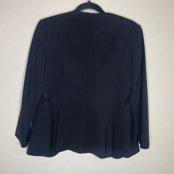 Theory Open Front Black Blazer Sz 8 Wool Blend - Picture 6 of 9